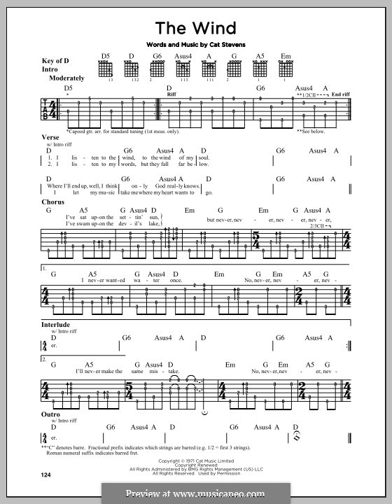 The Wind: For guitar by Cat Stevens