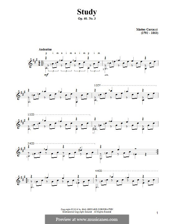 Twenty-Five Etudes for Guitar, Op.60: No.3 by Matteo Carcassi