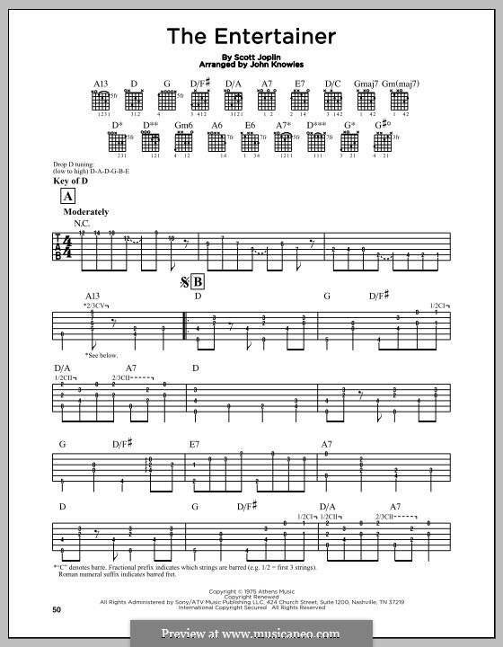 The Entertainer: For guitar by Scott Joplin