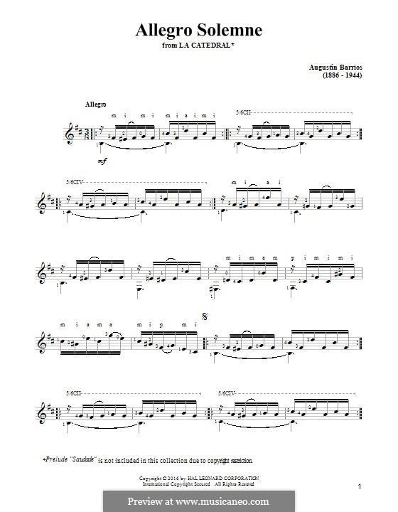 La catedral: Movement III. Allegro Solemne by Agustín Pío Barrios Mangoré