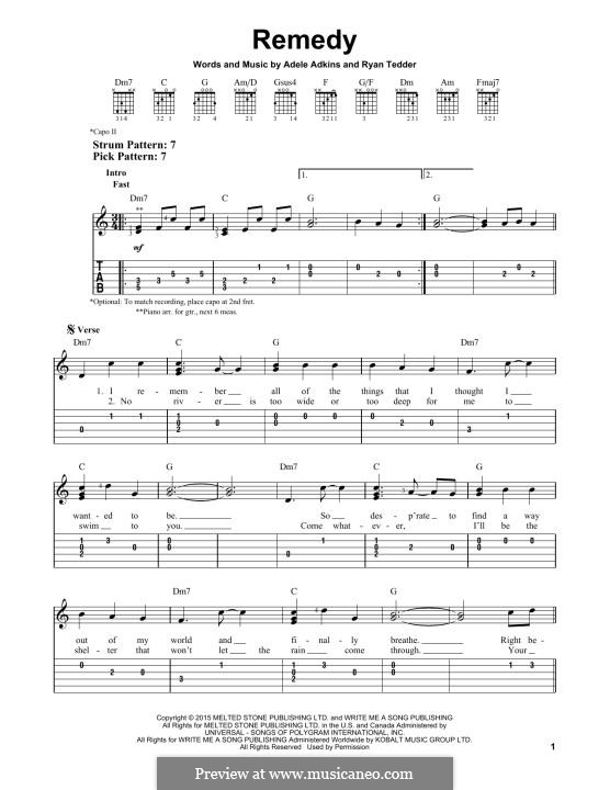 Remedy: For guitar by Adele, Ryan B Tedder