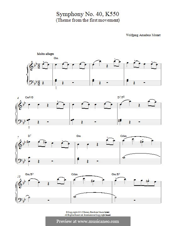 Movement I: Theme, for piano by Wolfgang Amadeus Mozart