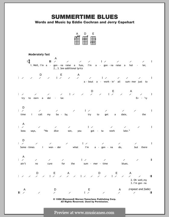Summertime Blues: For ukulele by Jerry Capehart