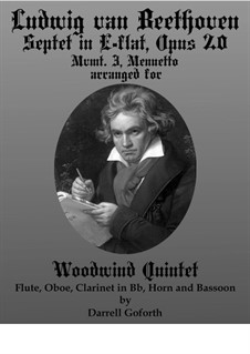 Septet for Winds and Strings, Op.20: Movement III. Arranged for woodwind quintet by Ludwig van Beethoven