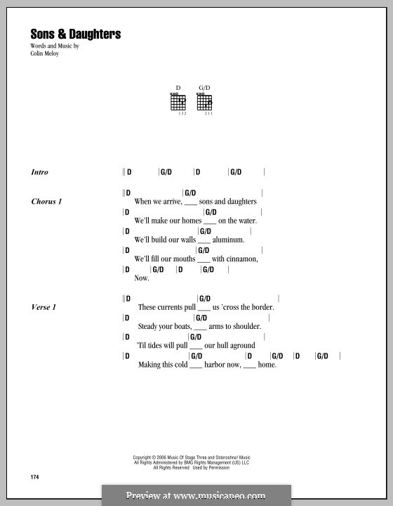 Sons & Daughters (The Decemberists): Lyrics and chords by Colin Meloy