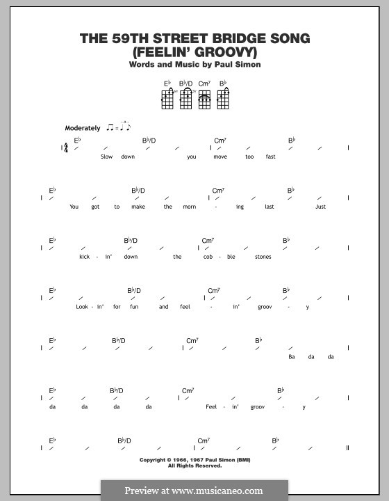 The 59th Street Bridge Song (Feelin' Groovy): For ukulele by Paul Simon