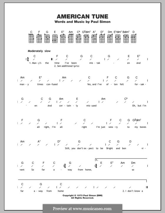 American Tune (Eva Cassidy): For ukulele by Paul Simon