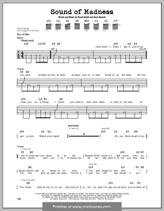 Sound of Madness (Shinedown): For guitar with tab by Brent Smith, Dave Bassett