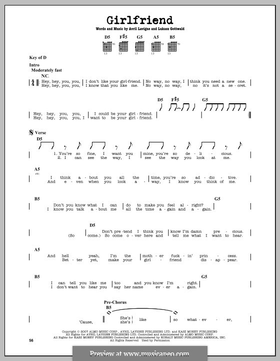 Girlfriend (Avril Lavigne): For guitar by Lukas Gottwald