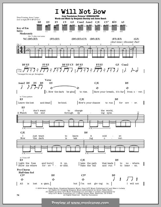 I Will Not Bow (Breaking Benjamin): For guitar with tab by Benjamin Burnley, Jasen Rauch