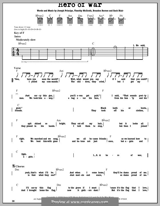 Hero of War (Rise Against): For guitar with tab by Brandon Barnes, Joseph Principe, Timothy McIlrath, Zach Blair