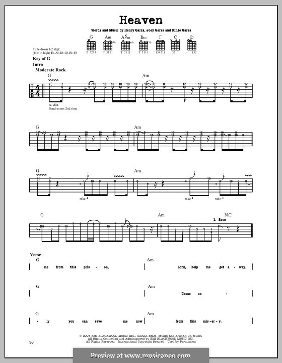 Heaven (Los Lonely Boys): For guitar with tab by Henry Garza, Joey Garza, Ringo Garza