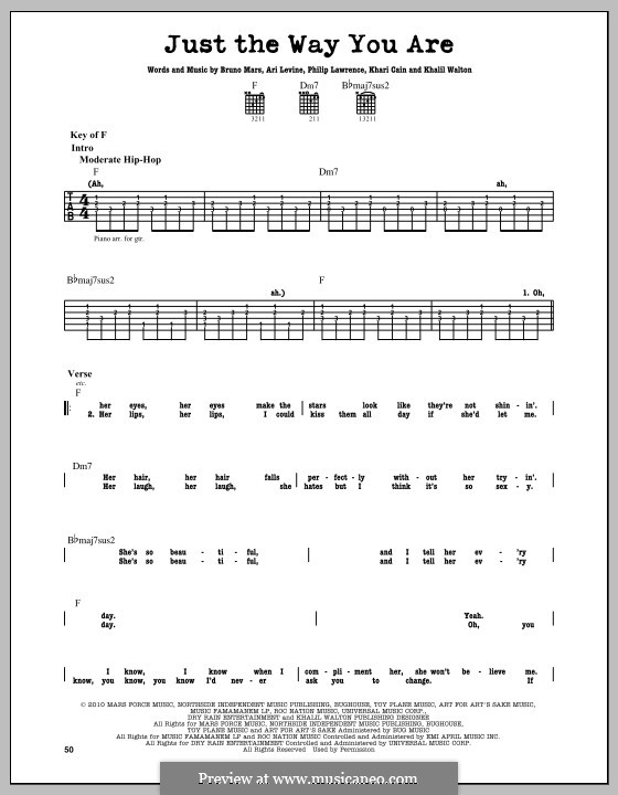 Guitar version: For a single performer by Ari Levine, Khalil Walton, Khari Cain, Bruno Mars, Philip Lawrence