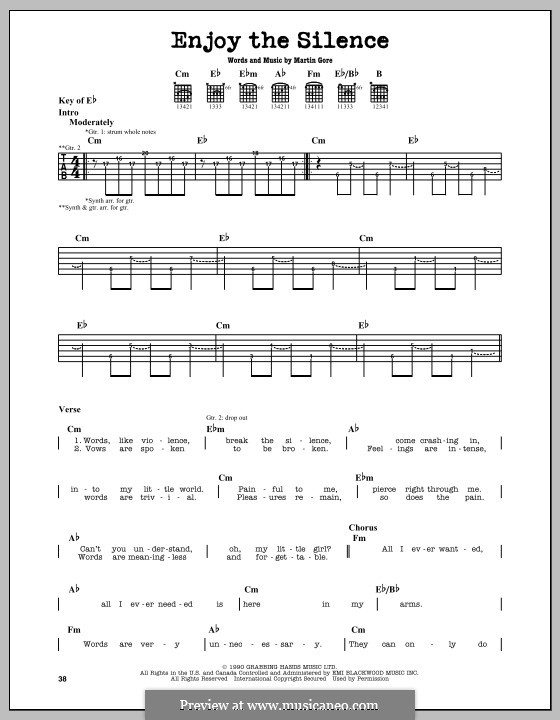 Enjoy the Silence (Depeche Mode): For guitar with tab by Martin Gore