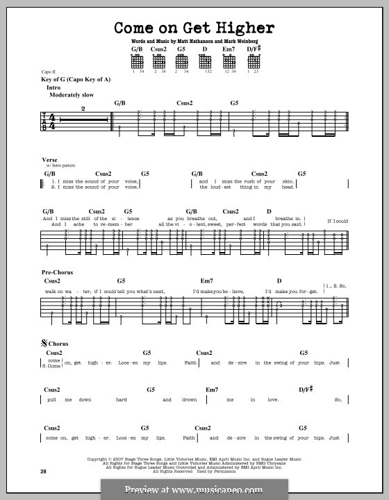 Come On Get Higher: For guitar with tab by Mark Weinberg