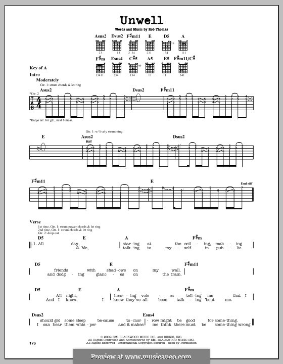 Unwell (Matchbox Twenty): For guitar with tab by Rob Thomas