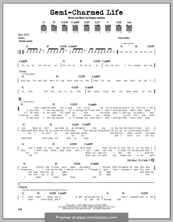 Semi-Charmed Life (Third Eye Blind): For guitar with tab by Stephan Jenkins