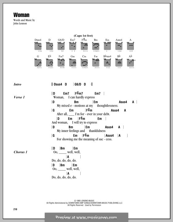 Woman: Lyrics and chords by John Lennon