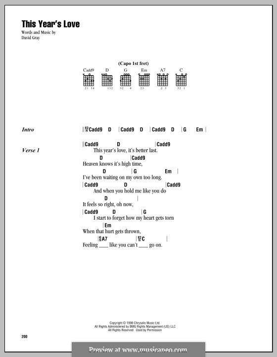 This Year's Love: Lyrics and chords by David Gray