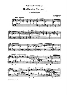 Dix pièces mignonnes (Ten Small Pieces), Op.77: No.10 Le celebre menuet by Moritz Moszkowski
