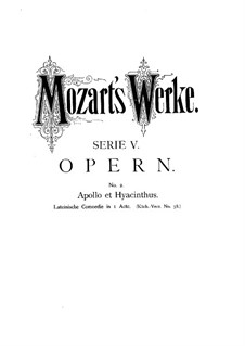 Apollo et Hyacinthus, K.38: Apollo et Hyacinthus by Wolfgang Amadeus Mozart