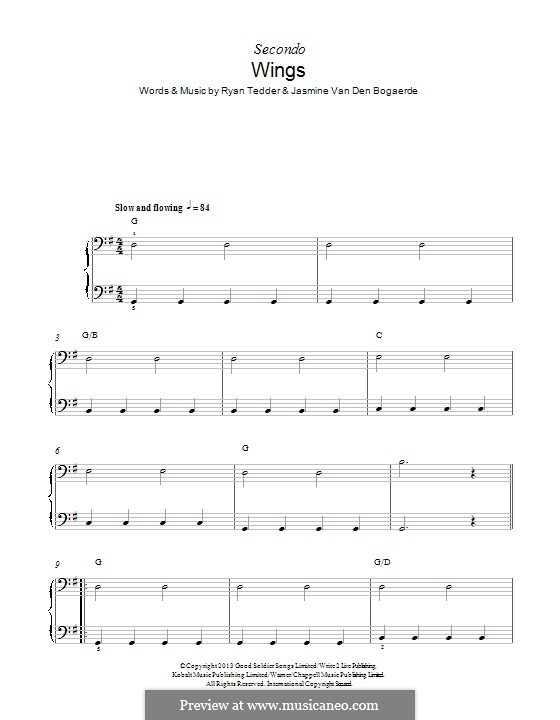 Wings by Birdy, R.B. Tedder sheet music on MusicaNeo