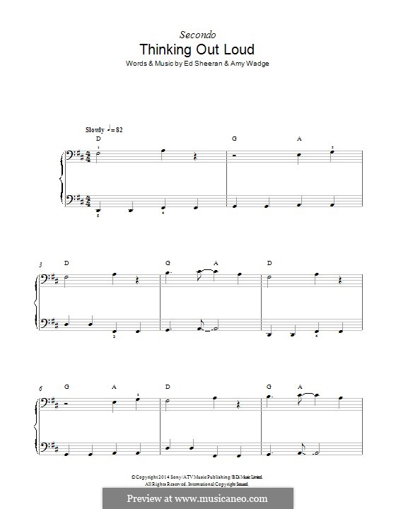 Thinking Out Loud: For piano by Ed Sheeran, Amy Wadge