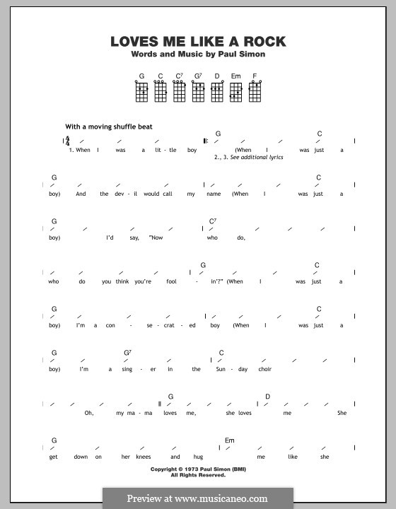 Loves Me Like a Rock: For ukulele by Paul Simon