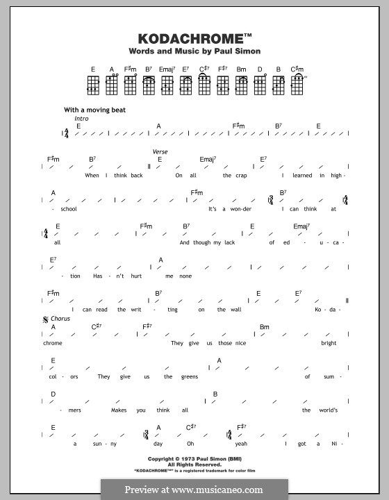 Kodachrome: For ukulele by Paul Simon