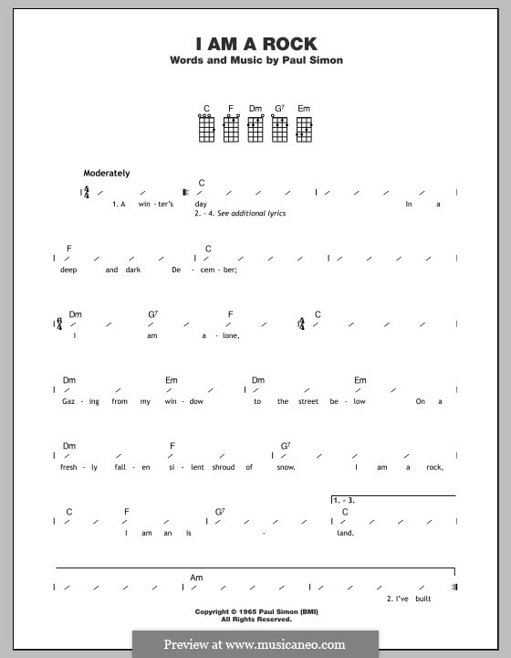 I am a Rock (Simon & Garfunkel): For ukulele by Paul Simon