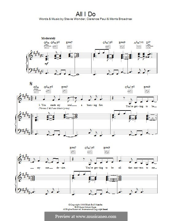 All I Do: For voice and piano (or guitar) by Clarence Paul, Stevie Wonder, Morris Broadnax