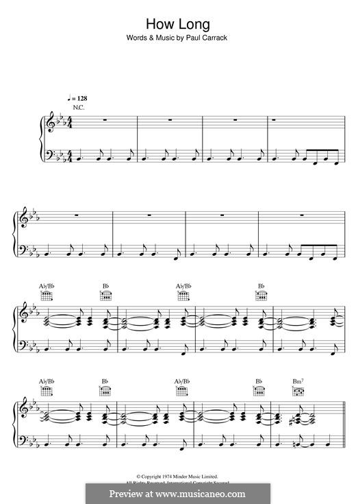How Long (Ace): For voice and piano (or guitar) by Paul Carrack