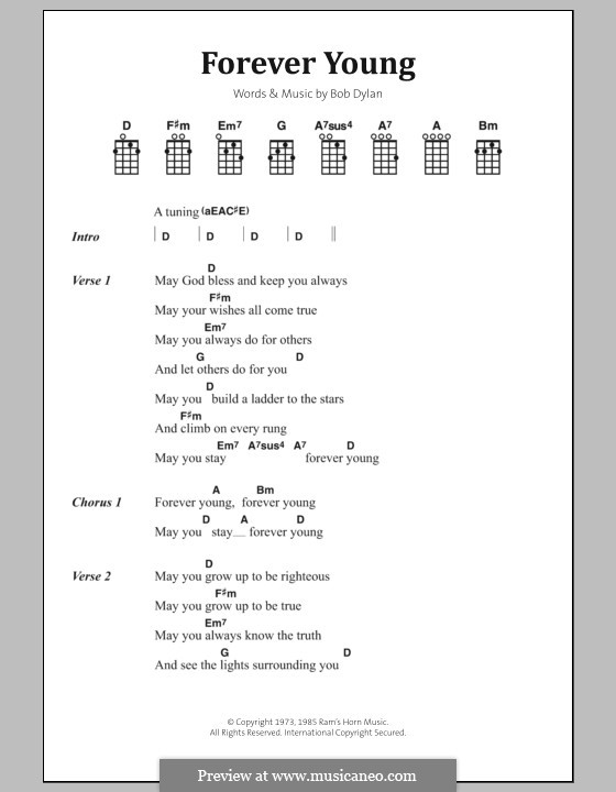 Forever Young I: Lyrics and chords by Bob Dylan