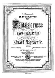 Fantasia on Russian Themes for Piano and Orchestra, Op.39: Piano score by Eduard Napravnik