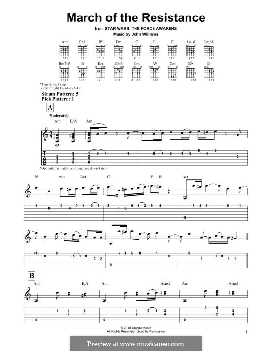 March of the Resistance (from Star Wars: The Force Awakens): For guitar by John Williams