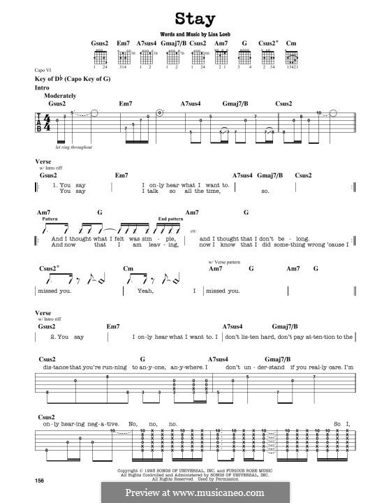 Stay: For guitar by Lisa Loeb