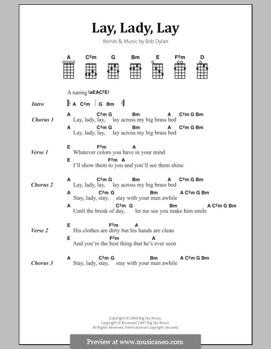 Lay Lady Lay: Lyrics and chords by Bob Dylan