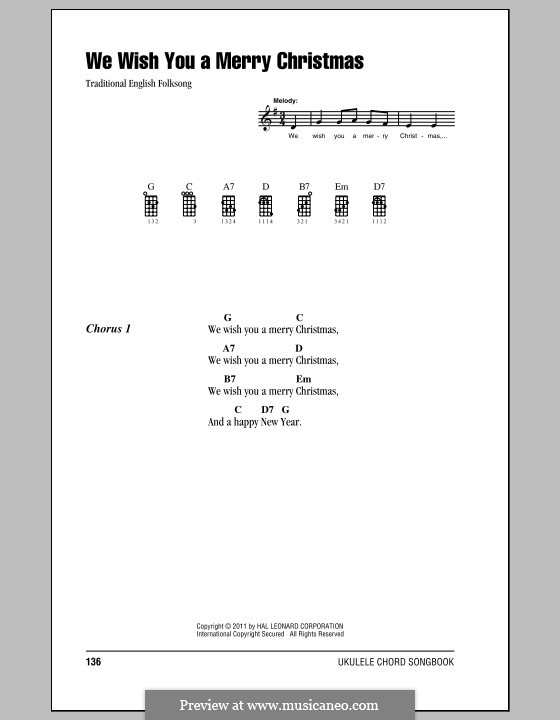 We Wish You a Merry Christmas (Printable Scores): For ukulele by folklore