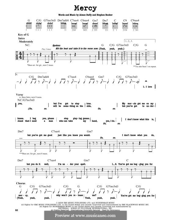 Mercy (Duffy): For guitar by Aimee Duffy, Steve Booker