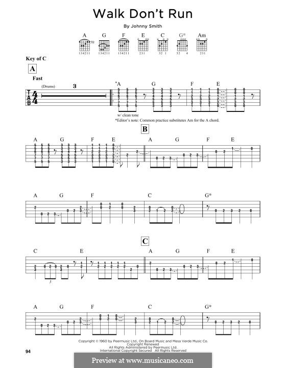 Walk Don't Run (The Ventures): For guitar by Johnny Smith