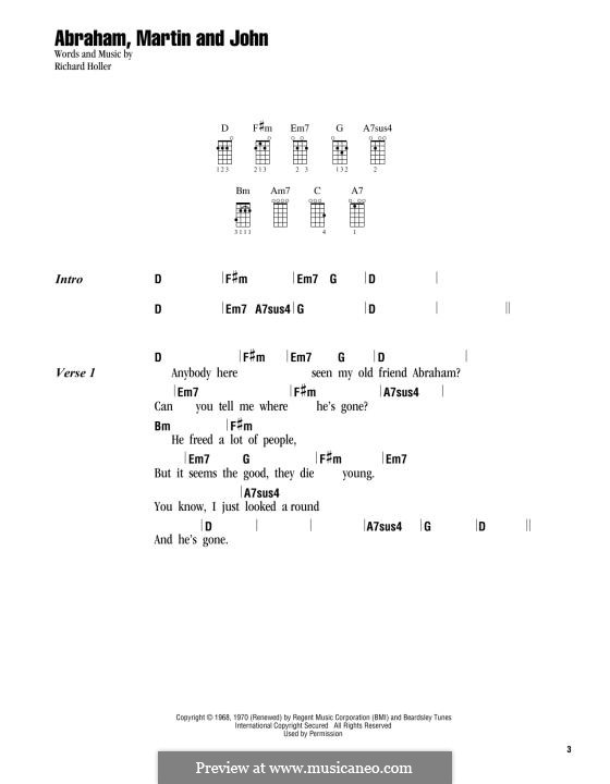 Abraham, Martin and John (Marvin Gaye): For ukulele by Dick Holler