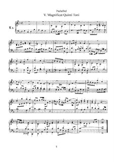 Magnificats (Collections): Magnificat Quinti Toni by Johann Pachelbel