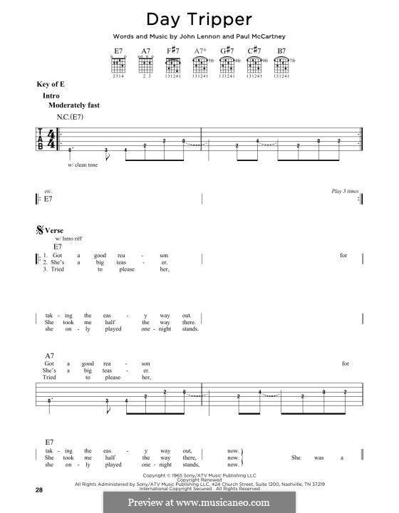 Instrumental version: For guitar by John Lennon, Paul McCartney