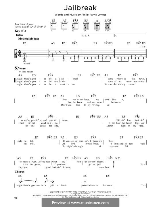 Jailbreak (Thin Lizzy): For guitar by Phil Lynott