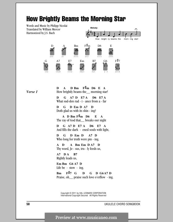 How Brightly Beams the Morning Star: For ukulele by Philipp Nicolai