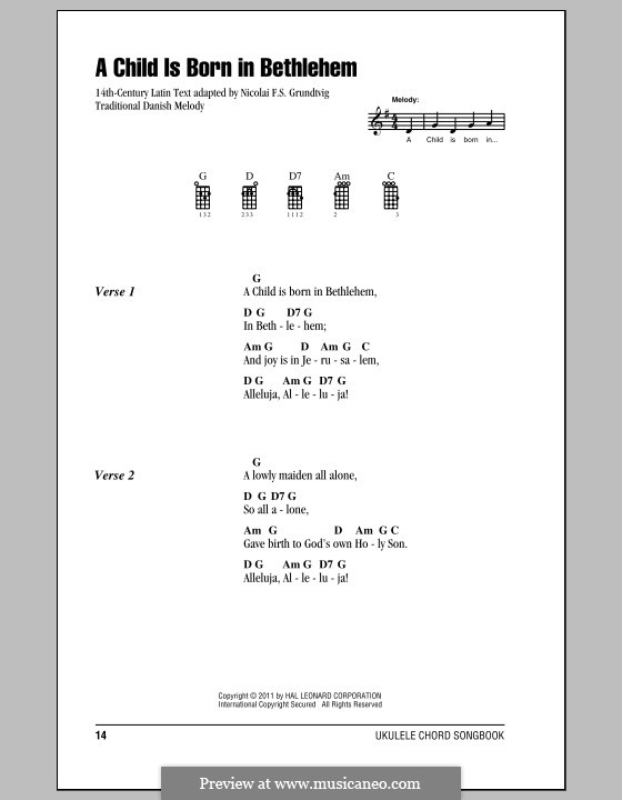 A Child Is Born in Bethlehem: For ukulele by folklore