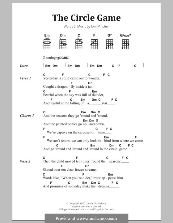 The Circle Game: Lyrics and chords by Joni Mitchell