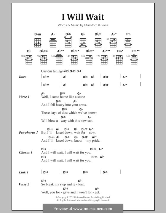 I Will Wait (Mumford & Sons): Lyrics and chords by Marcus Mumford