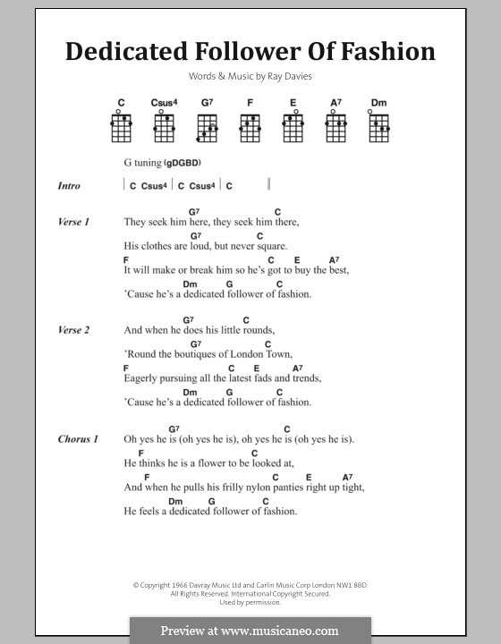 Dedicated Follower of Fashion (The Kinks) by R. Davies on MusicaNeo