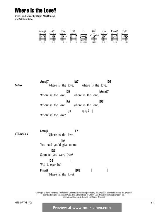 Where is the Love? (Roberta Flack and Donny Hathaway): Lyrics and chords by Ralph MacDonald, William Salter